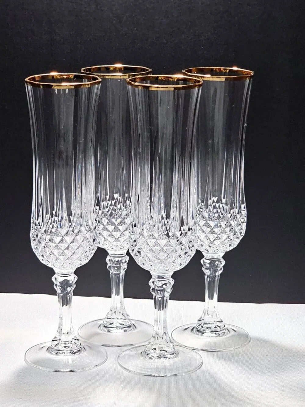 4 Cristal D'Arques Longchamp Champagne Flutes Glasses 8